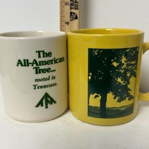 Vintage Set of 4‎ Tennessee Ceramic Mugs Tree  (1) Kiln Staffordshire 70’s -90’s